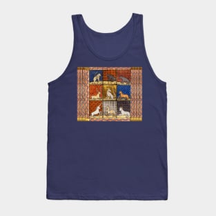 MEDIEVAL BESTIARY FANTASTIC ANIMALS IN GOLD RED BLUE COLORS Tank Top